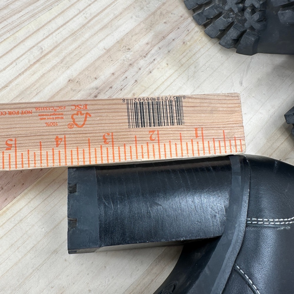 Michael Kors Bastisan Combat Boots 6.5 Black Leather Studded Lace Block Heel Lug - Picture 13 of 16